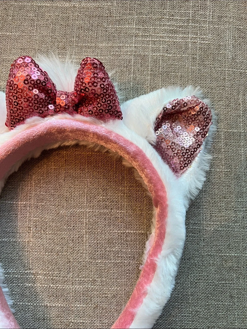 Disney Pink Sequin Marie Cat Ear Headband with Bow - Picture 3 of 4